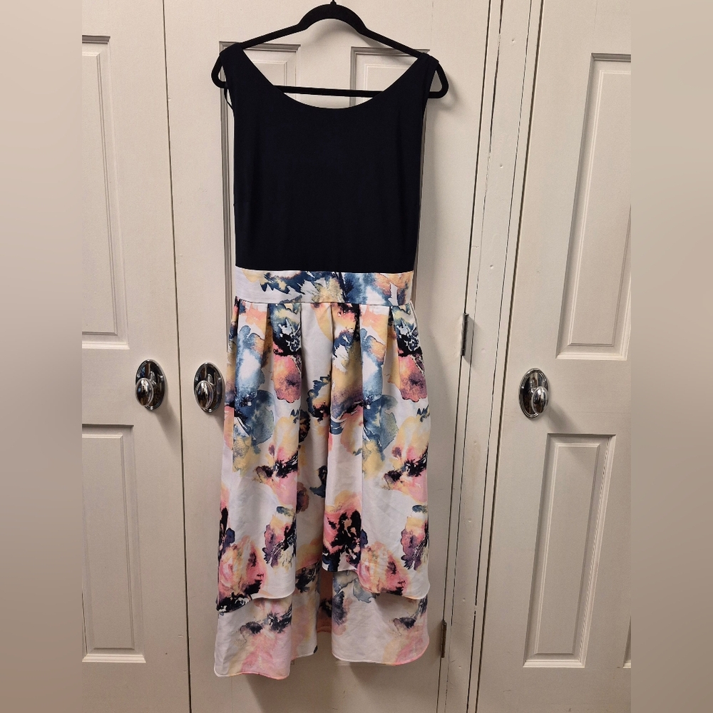 Dress Barn Black and Floral Midi Dress